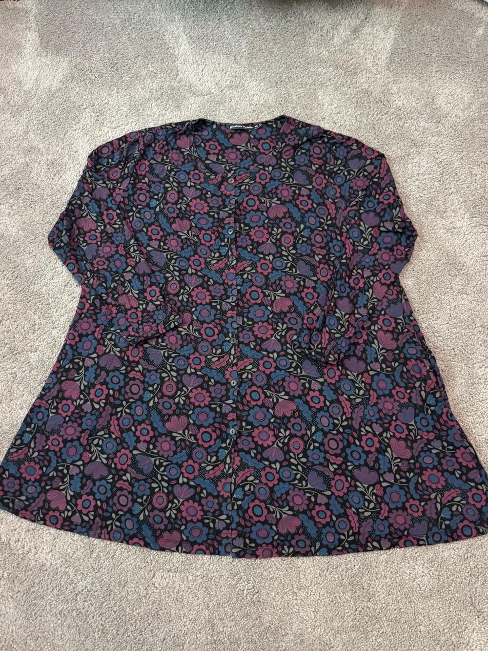 GUDRUN SJODEN Floral Tunic Dress- Size XXL